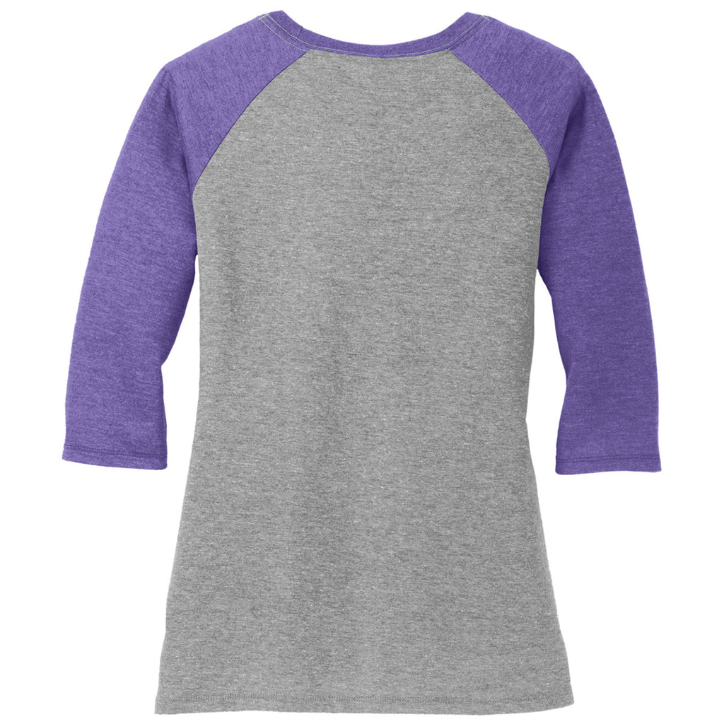 District Women's Purple Frost/ Grey Frost Perfect Tri 3/4-Sleeve Raglan