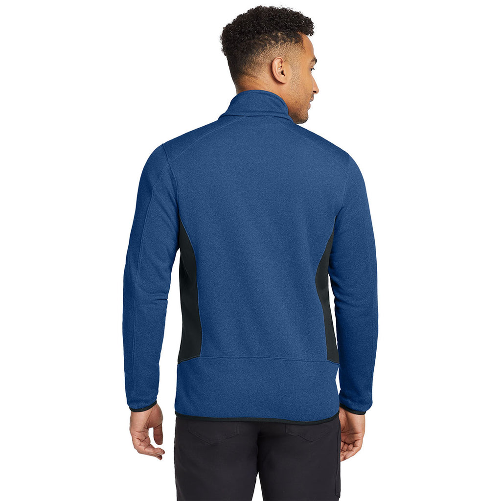 Eddie Bauer Men's Blue Heather Full-Zip Heather Stretch Fleece Jacket
