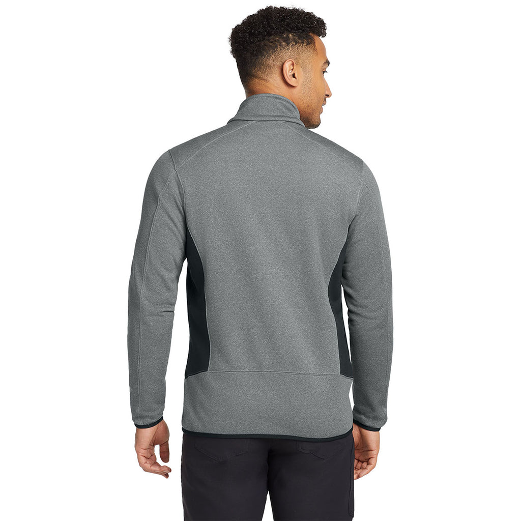 Eddie Bauer Men's Grey Heather Full-Zip Heather Stretch Fleece Jacket