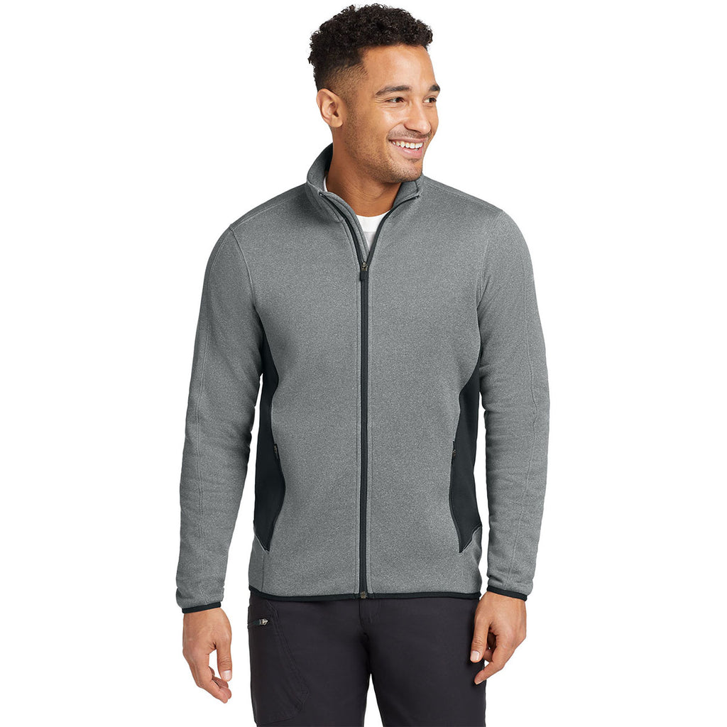 Eddie Bauer Men's Grey Heather Full-Zip Heather Stretch Fleece Jacket