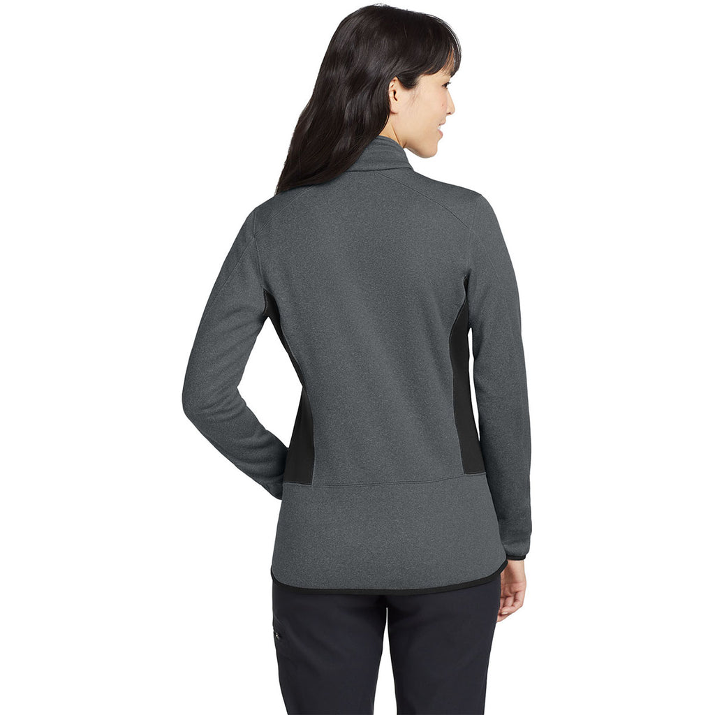 Eddie Bauer Women's Dark Charcoal Heather Full-Zip Heather Stretch Fleece Jacket