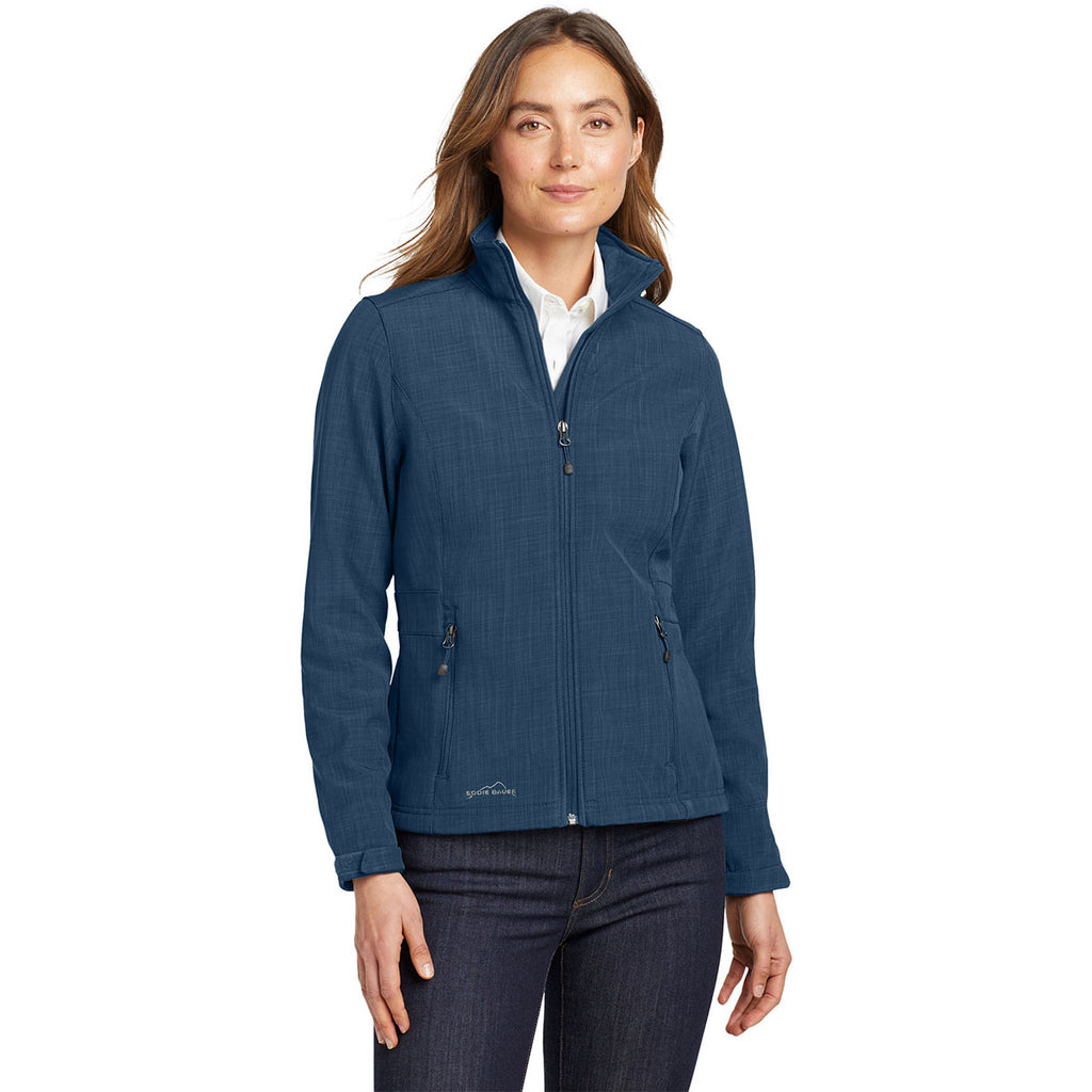 Eddie Bauer Women's Blue Shaded Crosshatch Softshell Jacket
