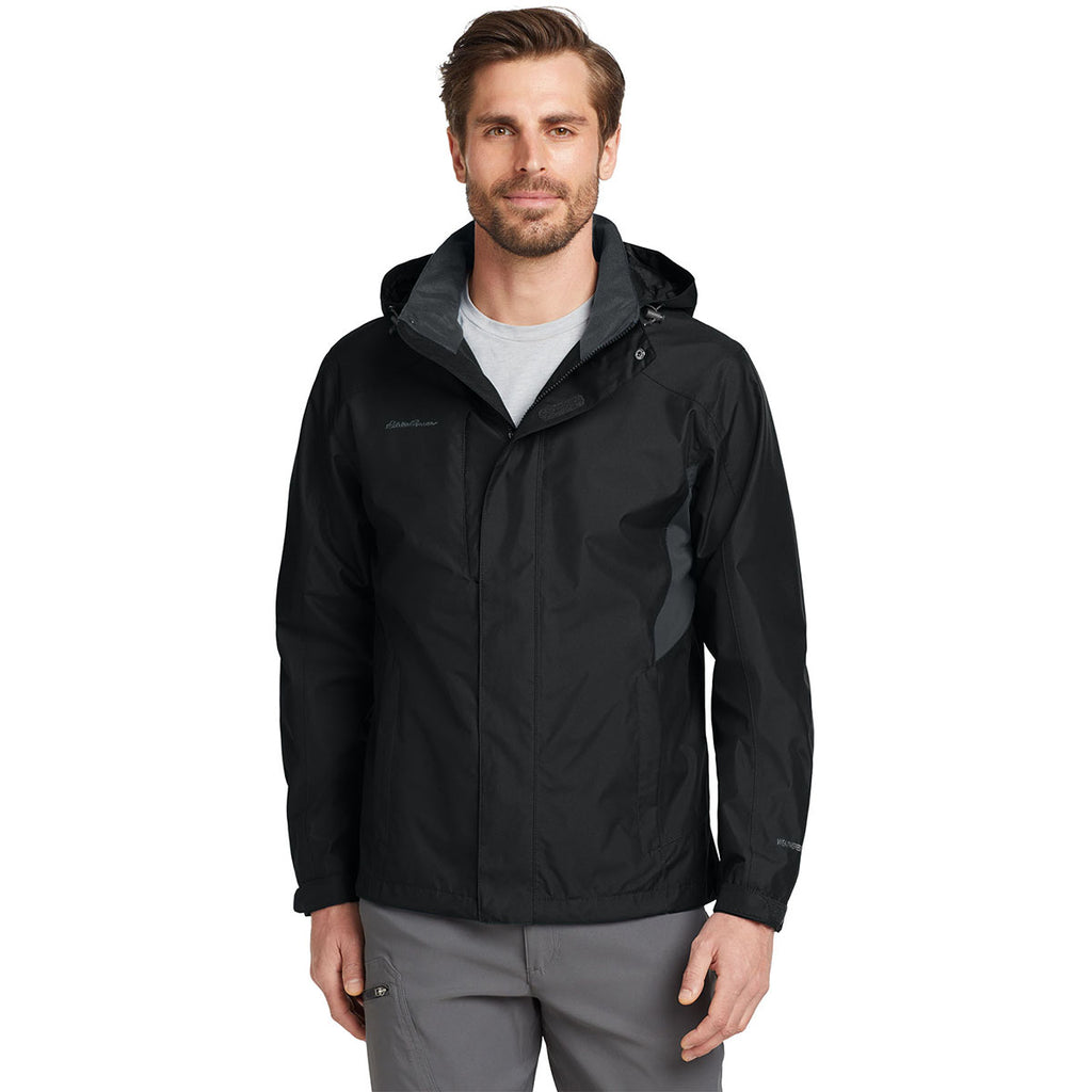 Eddie Bauer Men's Black/Steel Grey Rain Jacket
