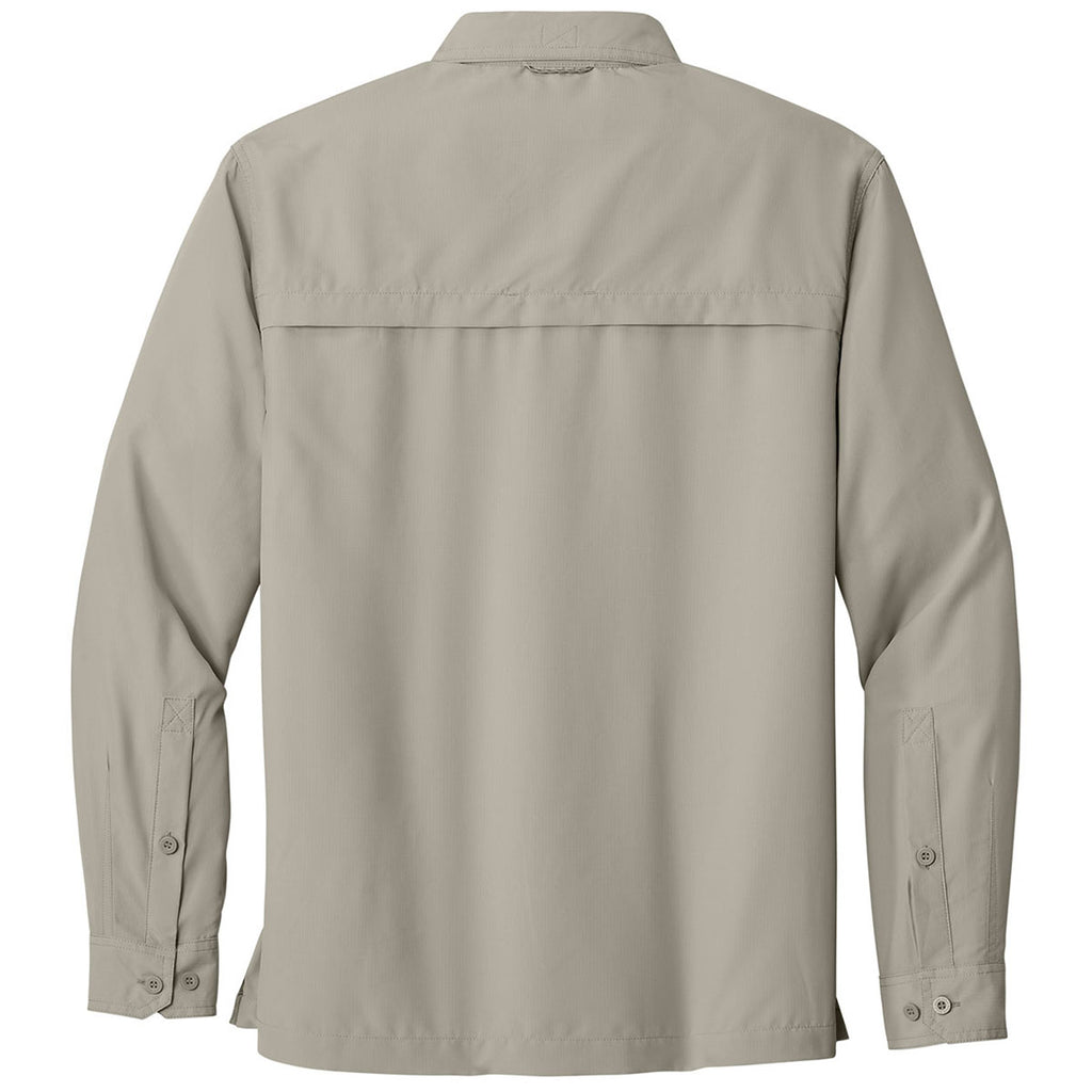 Eddie Bauer Men's Driftwood Beige L/S Performance Fishing Shirt