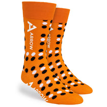 Pop Promos Orange & Black Large Polka Dot Dress Socks