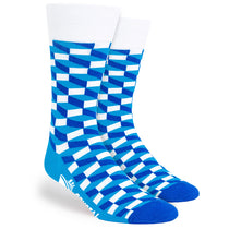 Pop Promos Blue Shades Rectangle Design Dress Socks