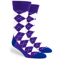 Pop Promos Purple & Blue Logo Argyle Dress Socks