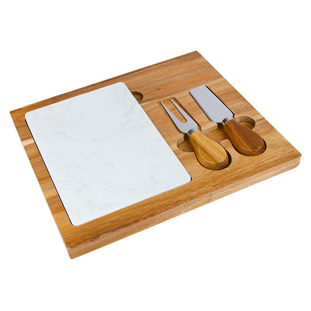 Carson Natural 4-Piece Acacia Wood Cheese Set