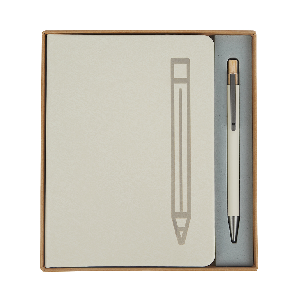 Logomark Cream Manhattan II Gift Set w/Magnetic Journal & Recycled Pen