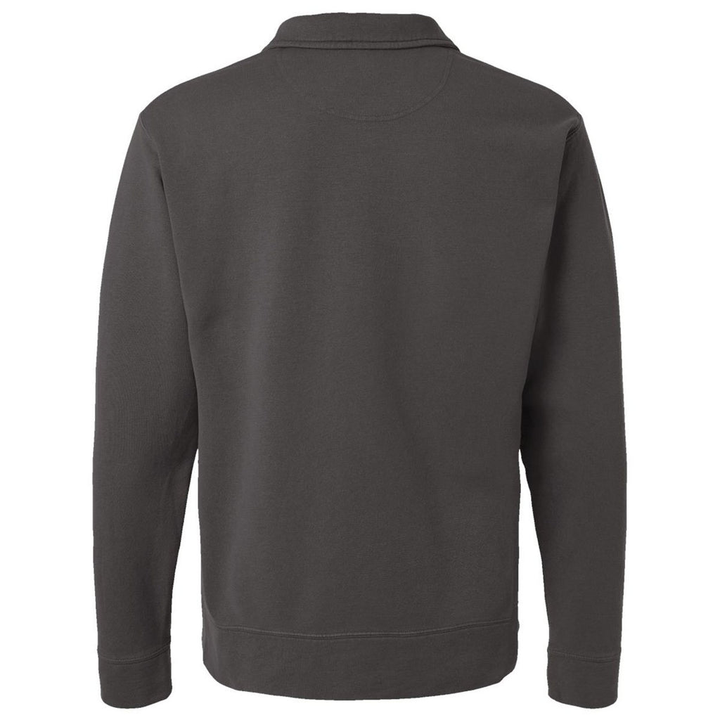 ComfortWash by Hanes Men's New Railroad Grey Garment-Dyed Polo Collar Sweatshirt
