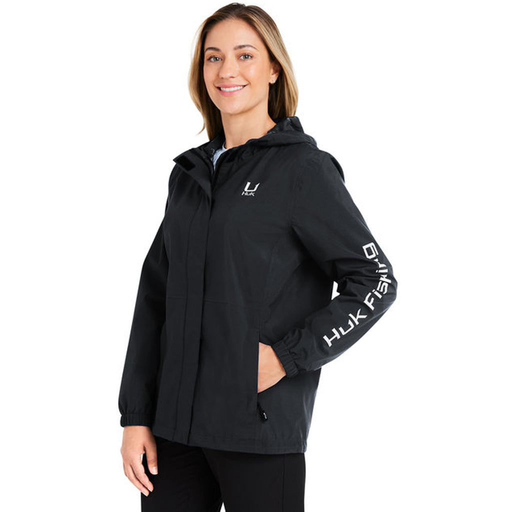 HUK Women's Black Storm Rain Jacket