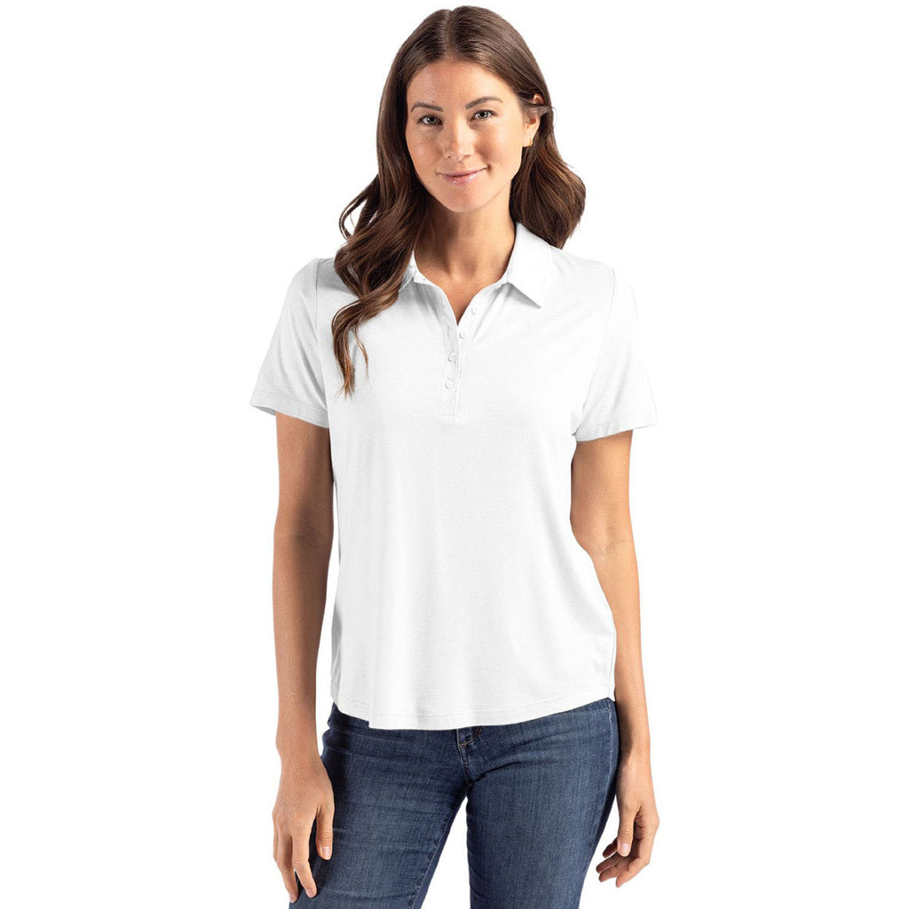 Cutter & Buck Women's White Coastline Epic Comfort Recycled Polo