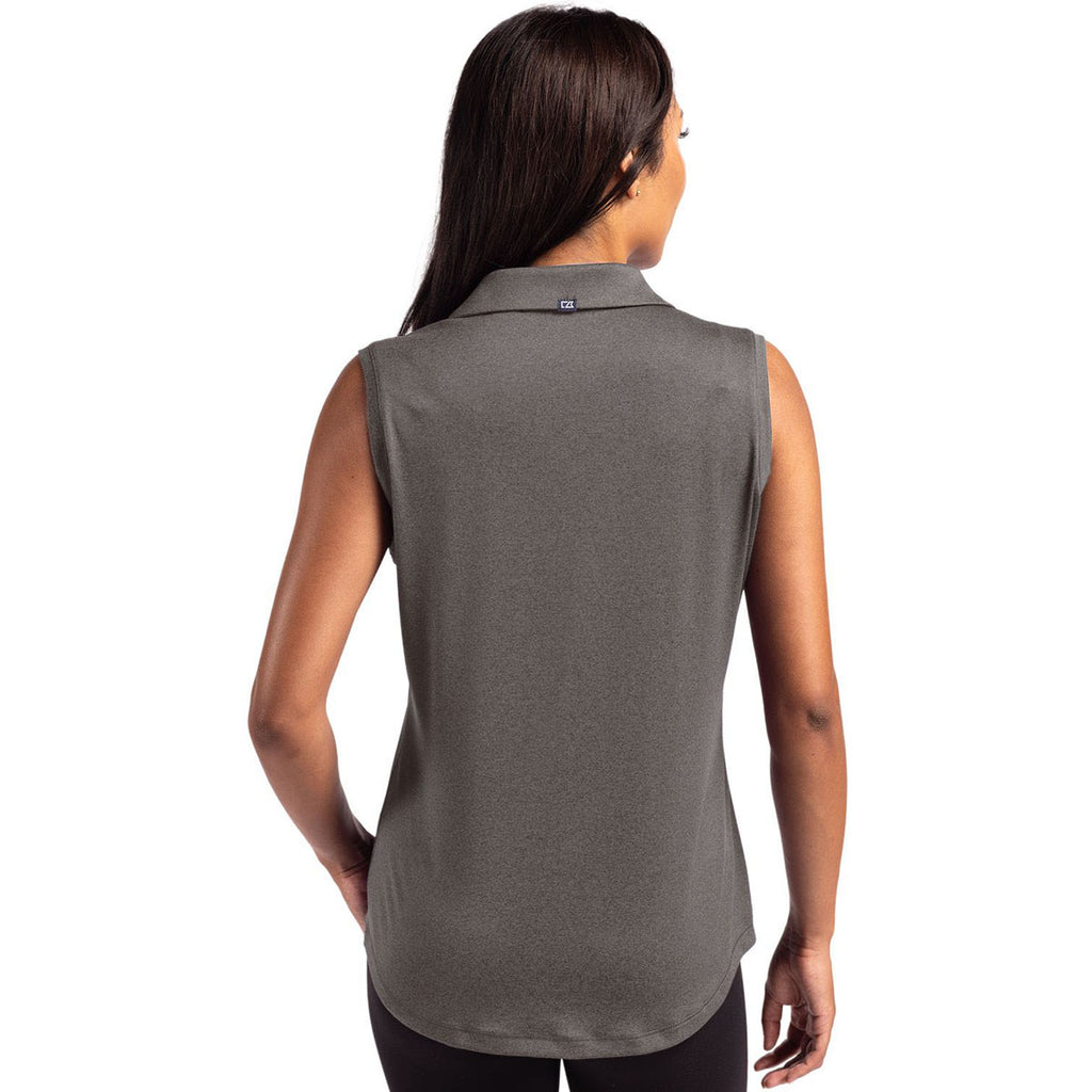 Cutter & Buck Women's Dark Black Heather Forge Eco Stretch Recycled Sleeveless Polo
