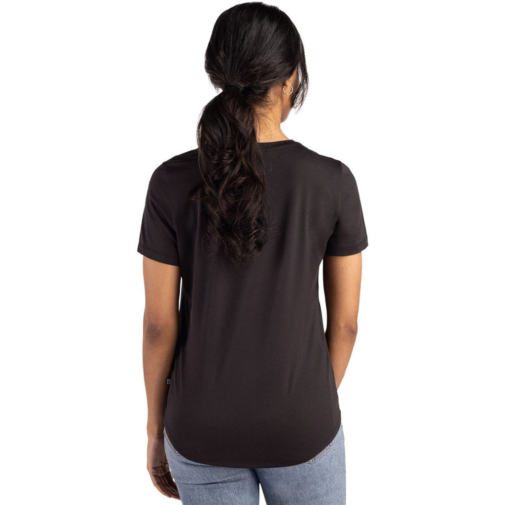 Cutter & Buck Women's Black Coastline Epic Comfort Recycled Short Sleeve Tee