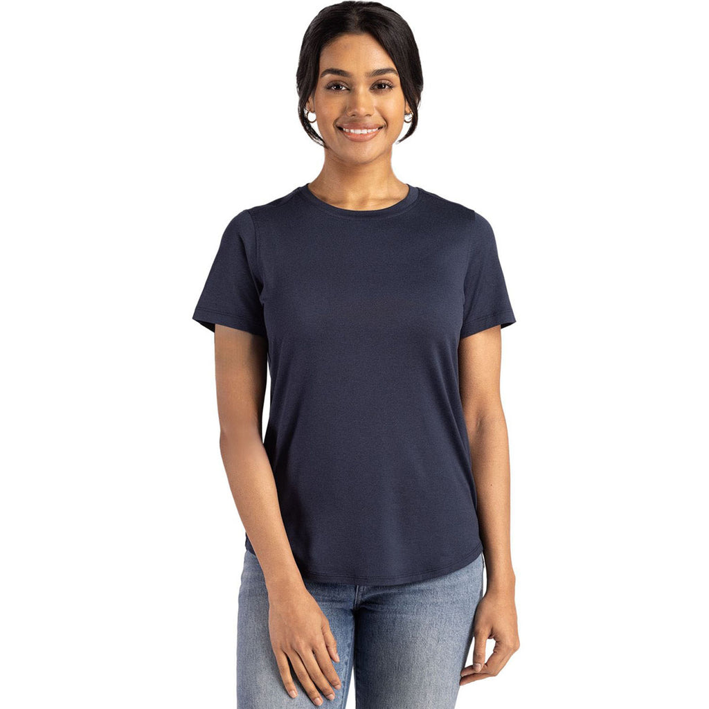 Cutter & Buck Women's Navy Blue Coastline Epic Comfort Recycled Short Sleeve Tee