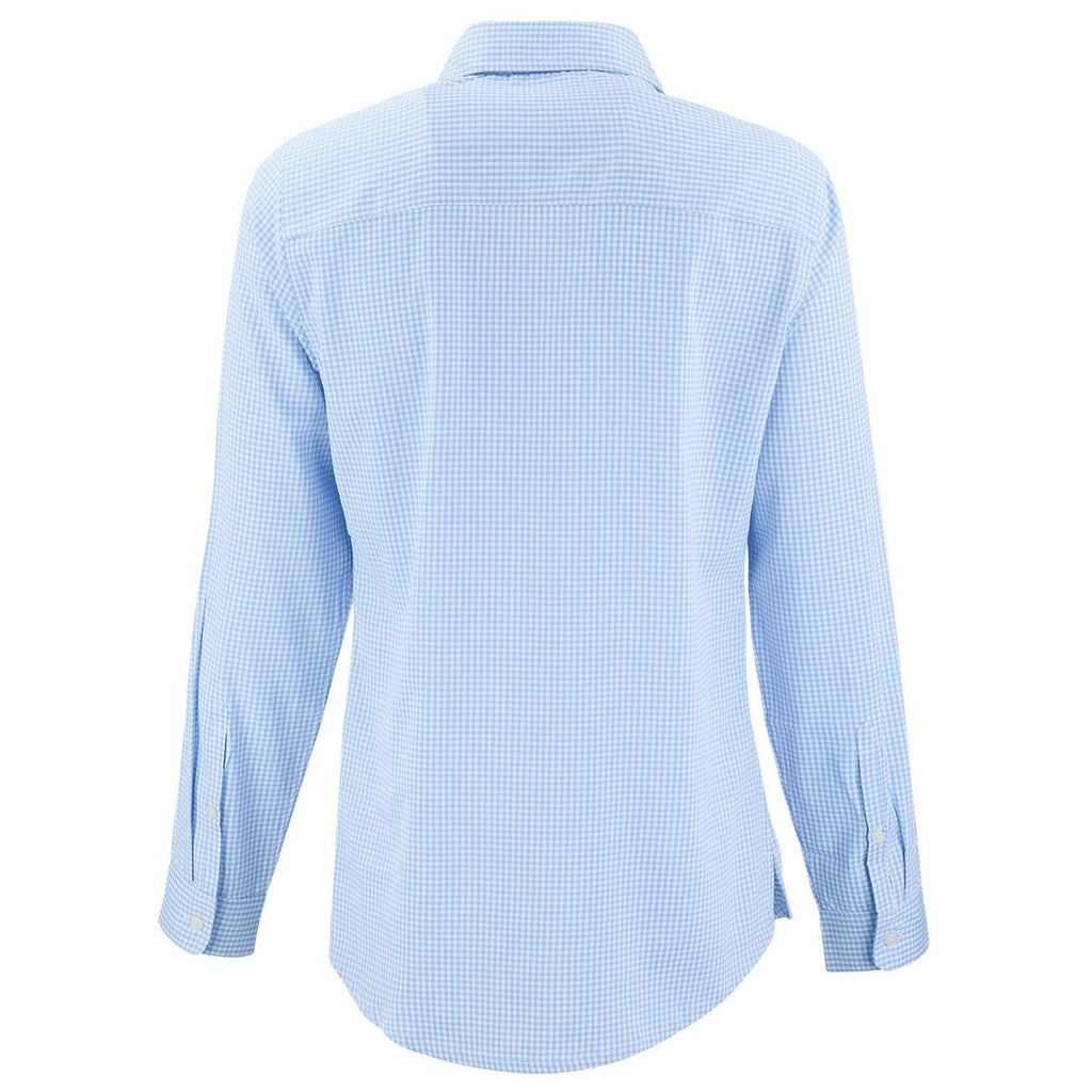 Cutter & Buck Women's Atlas/White Skyline Epic Confidence Recycled Gingham Long Sleeve Dress Shirt