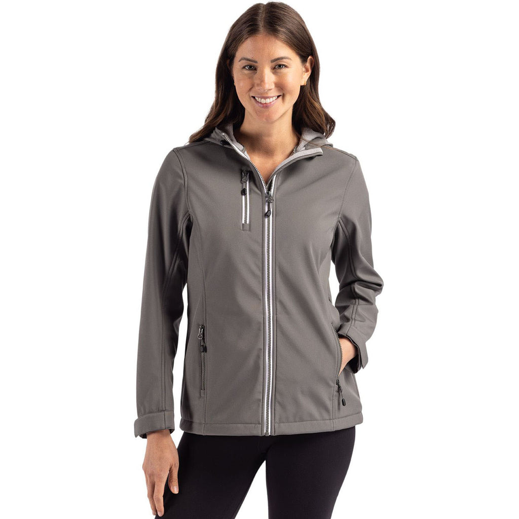 Clique Women's Pure Slate Telemark Eco Stretch Softshell Full Zip Hooded Jacket