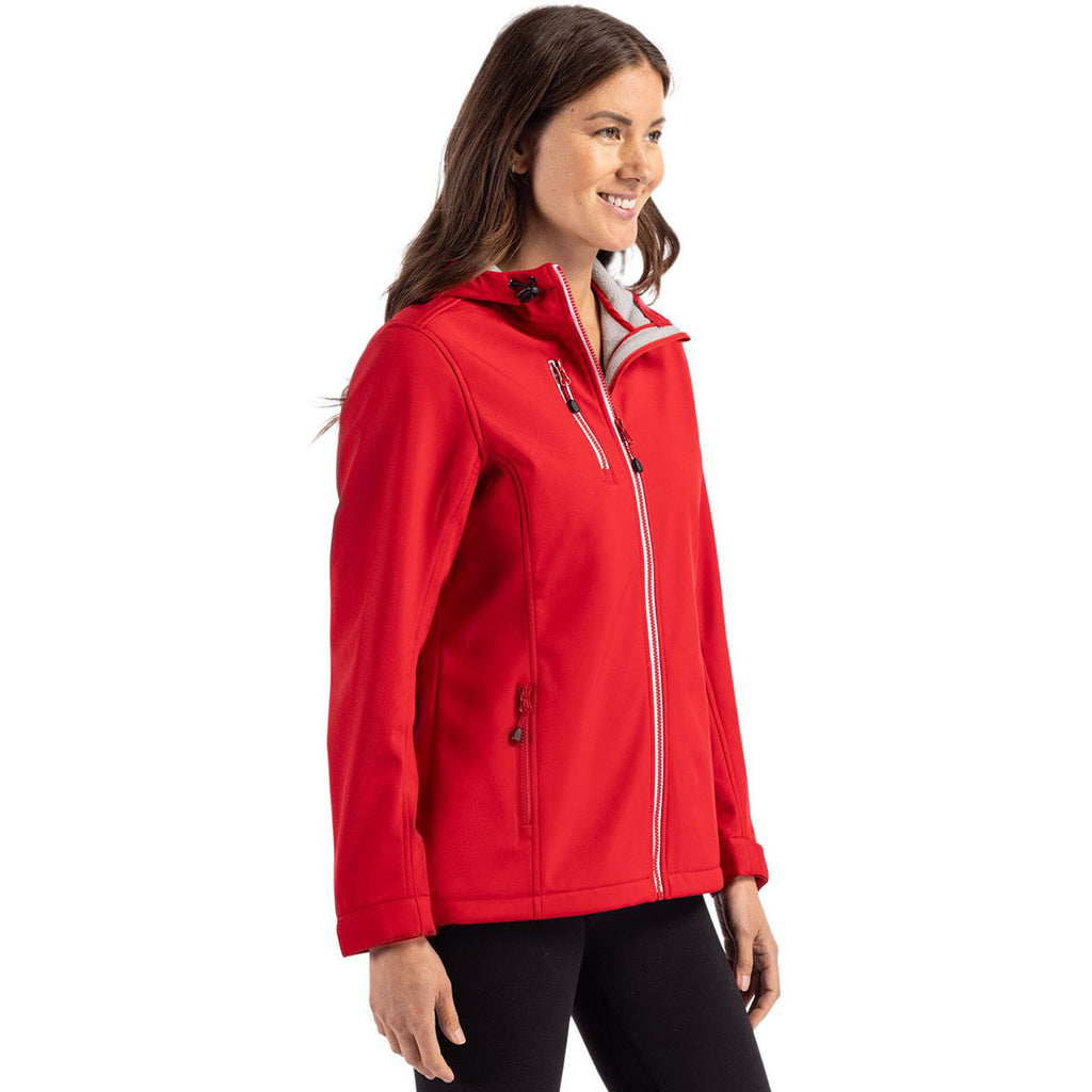 Clique Women's Red Telemark Eco Stretch Softshell Full Zip Hooded Jacket