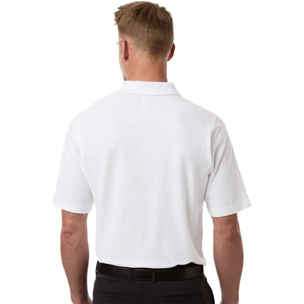 Harriton Men's White Maverick CVC Pique Polo