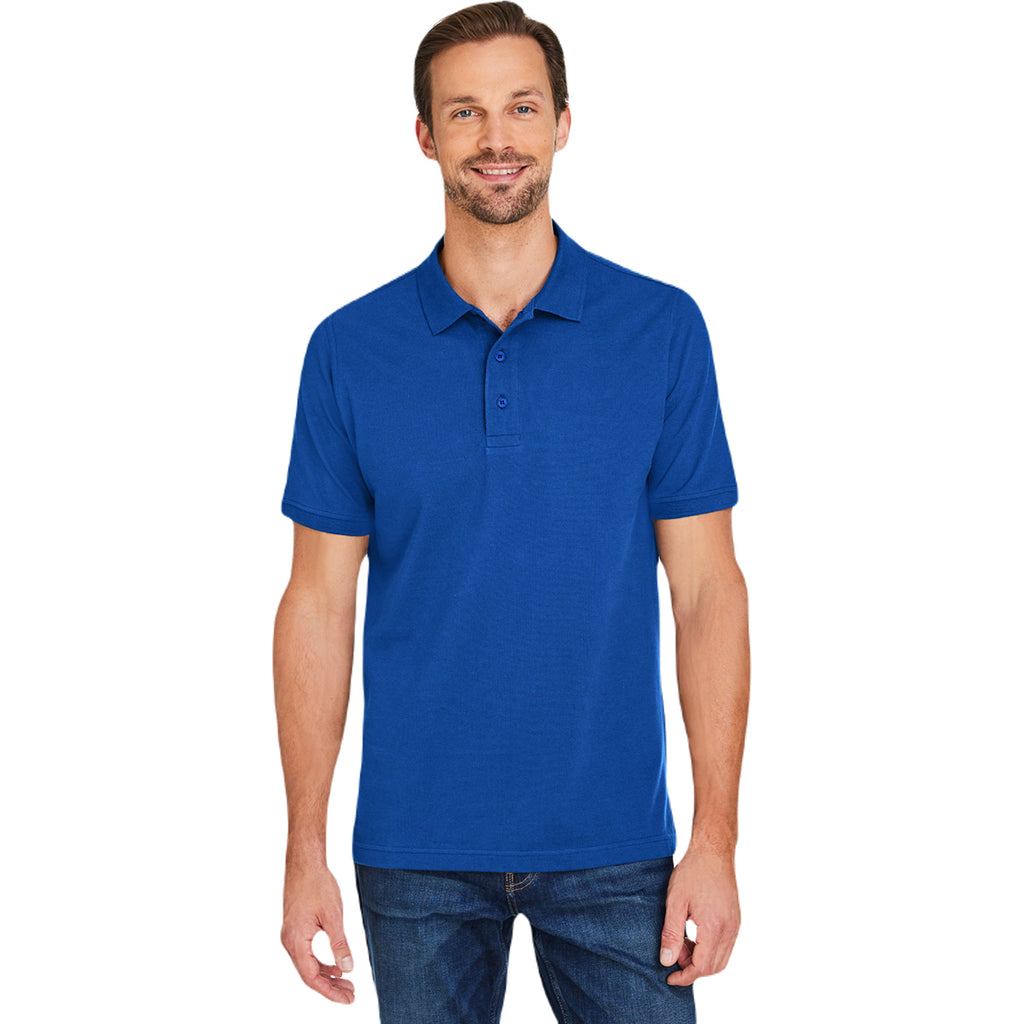 Harriton Men's True Royal Valiant Cotton Snag Protect Polo