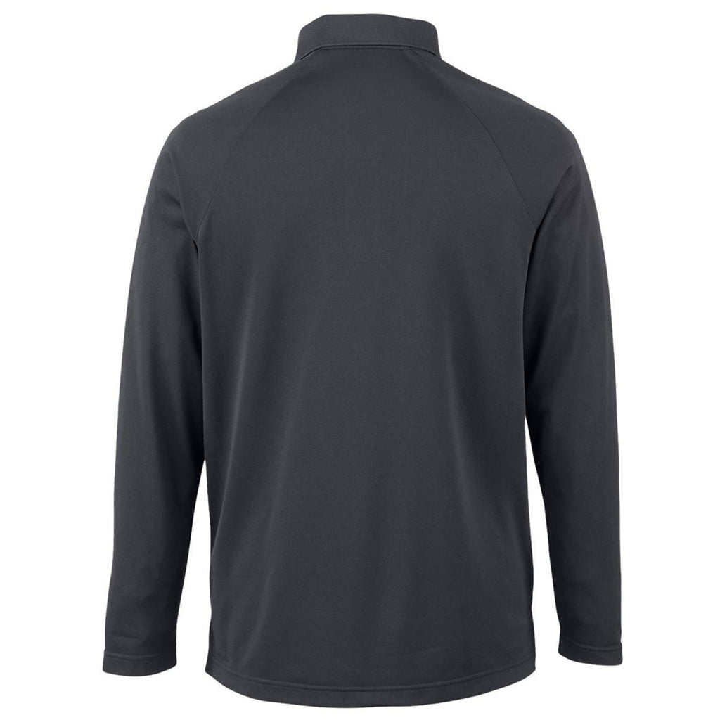 Harriton Men's Dark Charcoal Charge Snag and Soil Protect Long Sleeve Polo