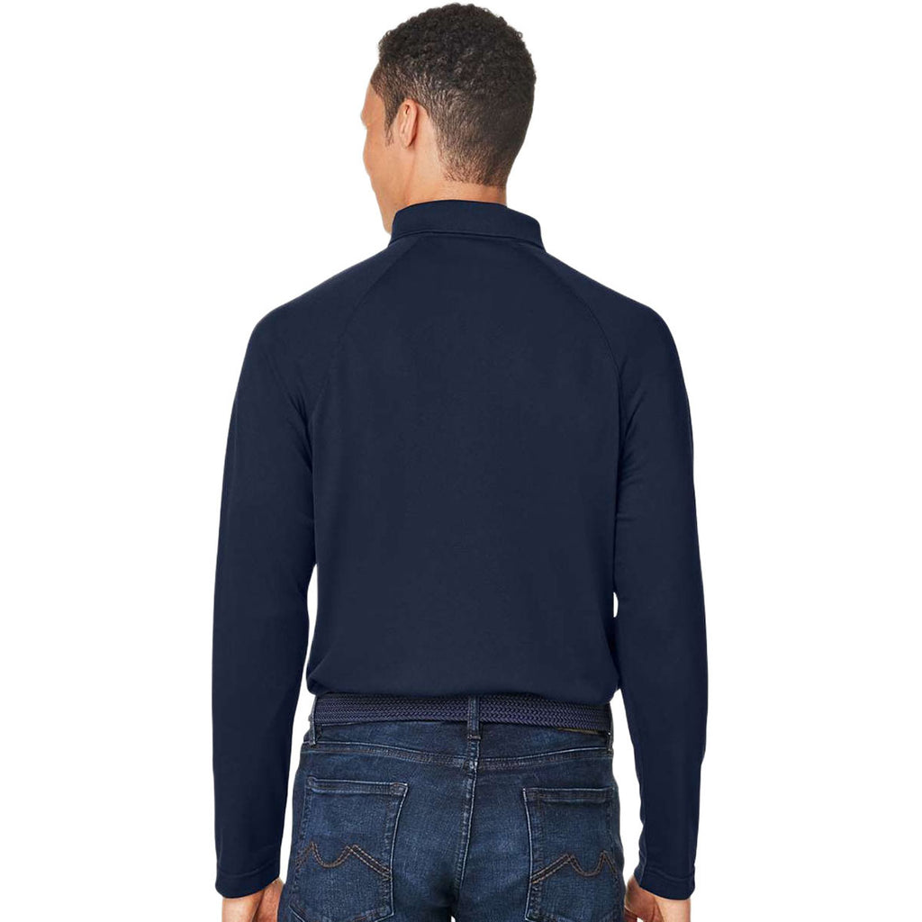 Harriton Men's Dark Navy Charge Snag and Soil Protect Long Sleeve Polo