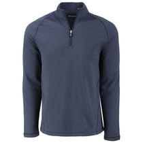 Cutter & Buck Men's Navy Blue Heather Peshastin Eco Fleece Recycled Half Zip Pullover