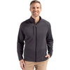 Cutter & Buck Men's Black Heather Peshastin Fleece Recycled Full Zip Jacket