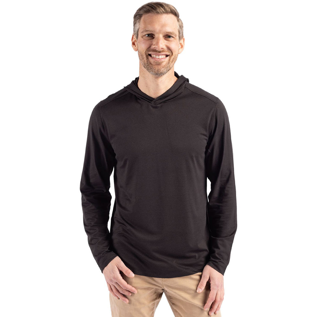 Cutter & Buck Men's Black Coastline Epic Comfort Eco Recycled Hooded Shirt