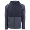 Cutter & Buck Men's Navy Blue Heather Peshastin Fleece Recycled Hybrid Jacket