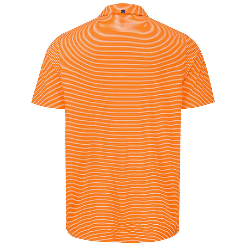 Cutter & Buck Men's College Orange/White Forge Eco Fine Line Stripe Stretch Recycled Polo