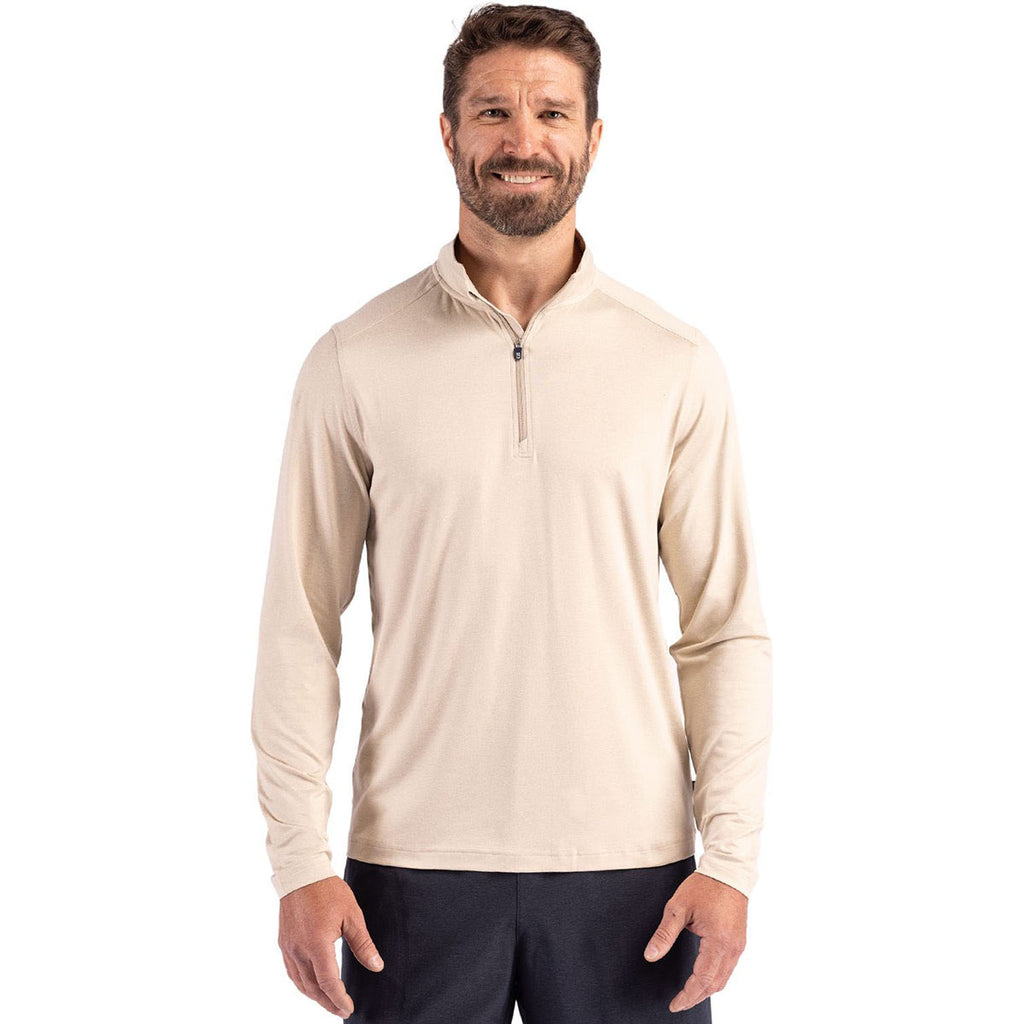 Cutter & Buck Men's Wheat Coastline Epic Comfort Recycled Quarter Zip