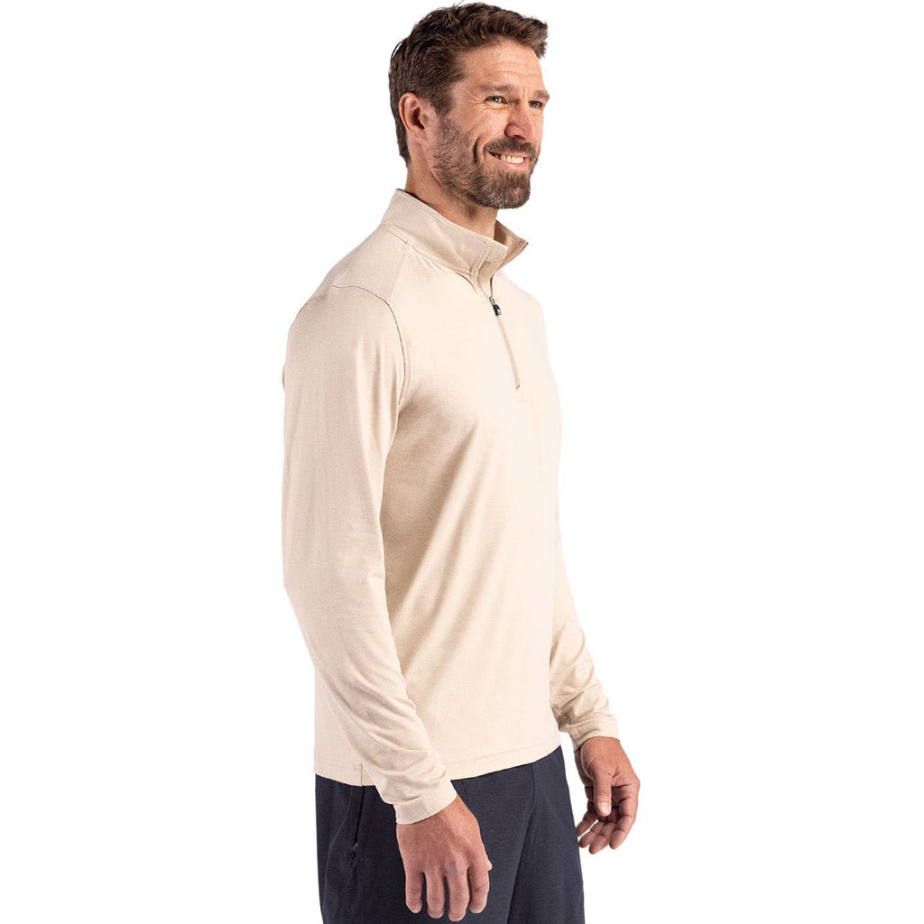 Cutter & Buck Men's Wheat Coastline Epic Comfort Recycled Quarter Zip