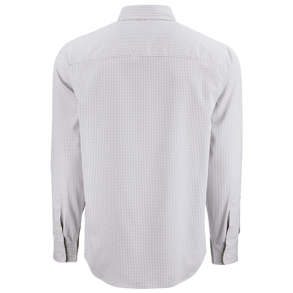 Cutter & Buck Men's Concrete/White Skyline Epic Confidence Recycled Gingham Long Sleeve Dress Shirt