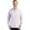 Cutter & Buck Men's Concrete/White Skyline Epic Confidence Recycled Gingham Long Sleeve Dress Shirt