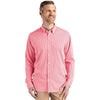 Cutter & Buck Men's Red/White Skyline Epic Confidence Recycled Gingham Long Sleeve Dress Shirt