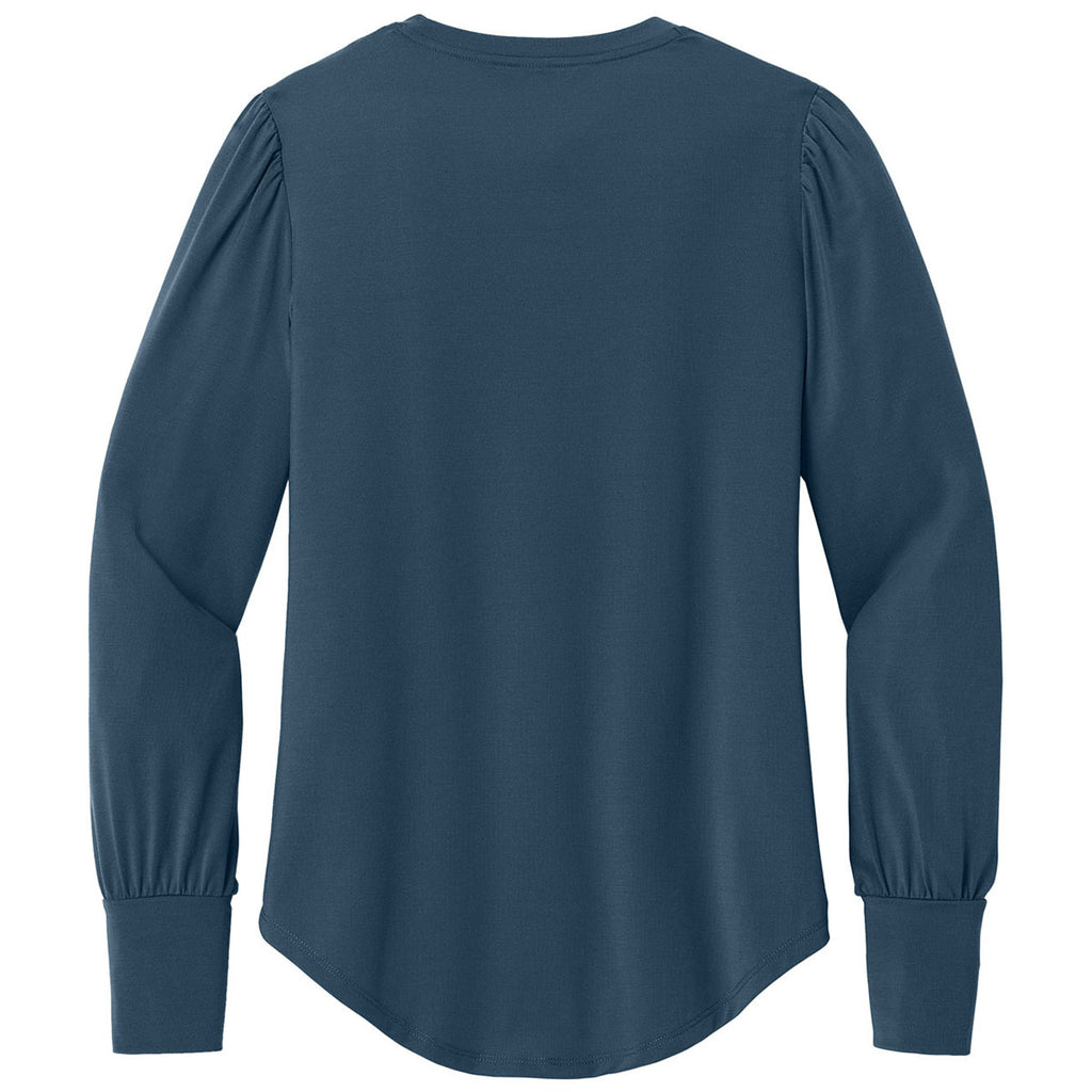 Mercer + Mettle Women's Insignia Blue Stretch Jersey Long Sleeve Blouson Top