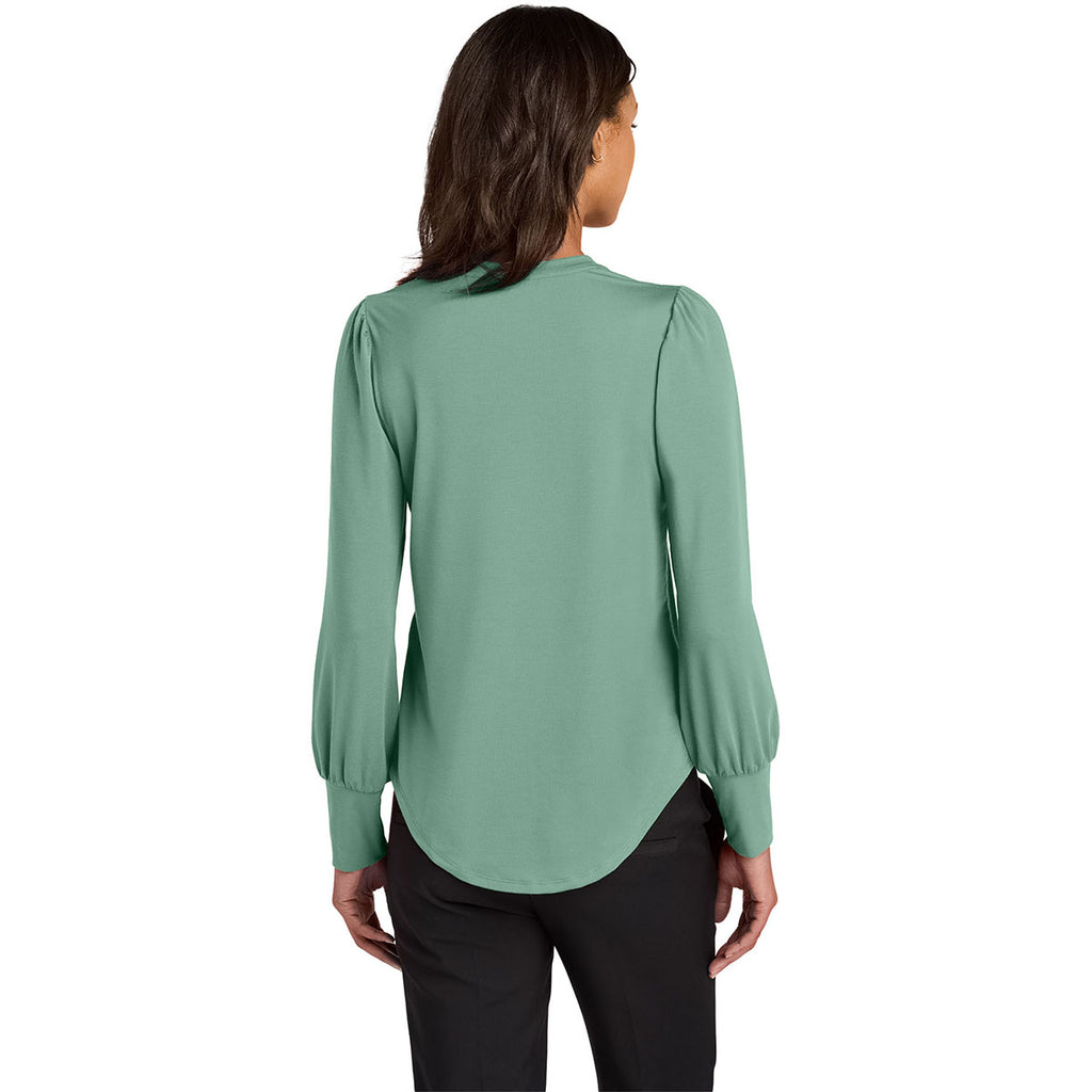 Mercer + Mettle Women's Sage Stretch Jersey Long Sleeve Blouson Top