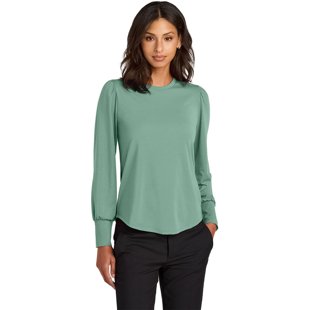 Mercer + Mettle Women's Sage Stretch Jersey Long Sleeve Blouson Top