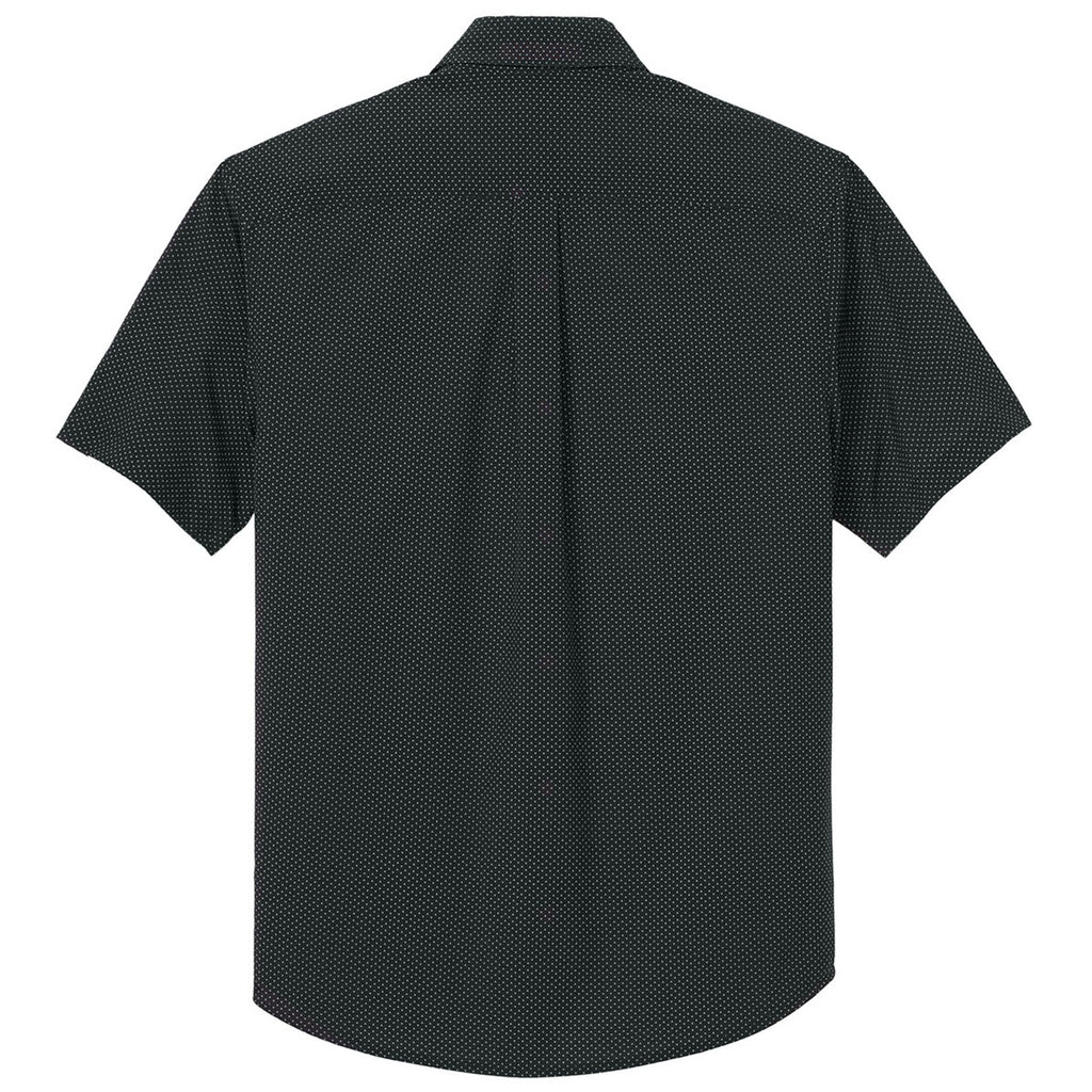 Mercer + Mettle Men's Deep Black Triangle Print Short Sleeve UV Capital Tech Shirt