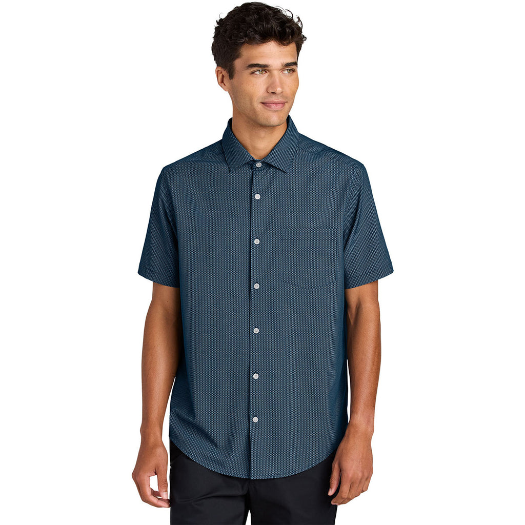 Mercer + Mettle Men's Night Navy Dash Print Short Sleeve UV Capital Tech Shirt