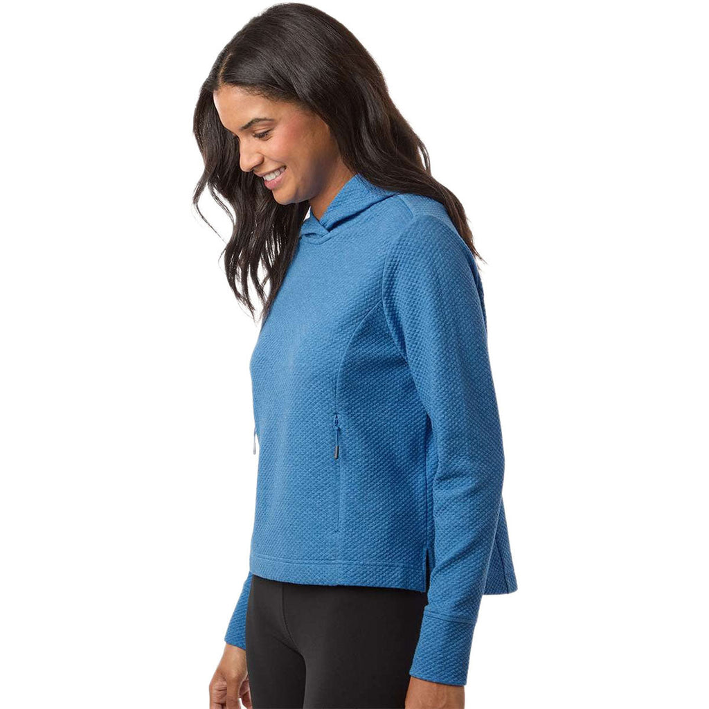 North End Women's Light Nautical Blue Heather Spirit Textured Hooded Pullover