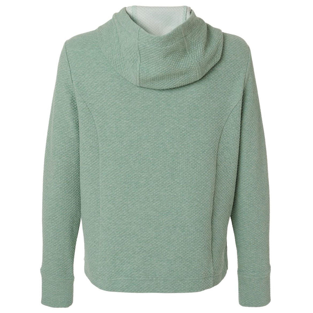 North End Women's Sage Green Heather Spirit Textured Hooded Pullover