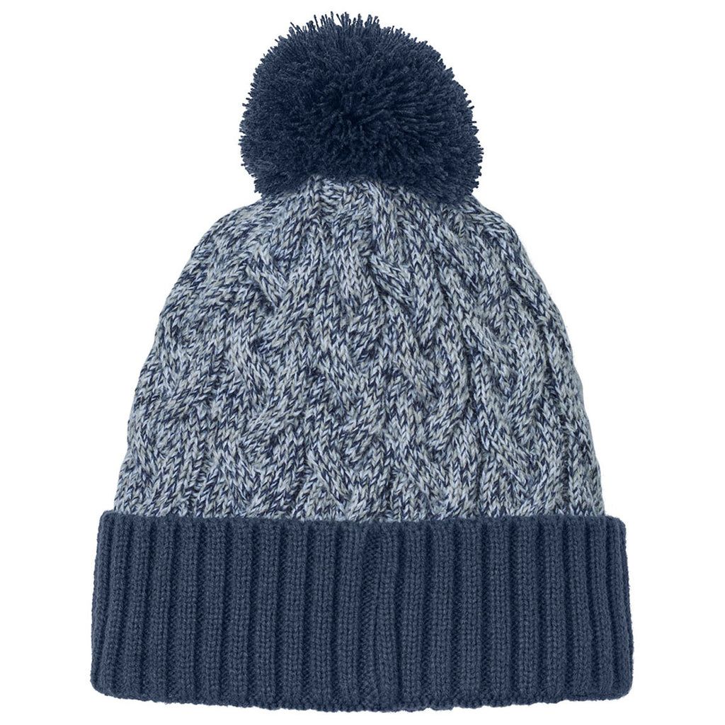 New Era Deep Navy/Grey/White Marled Knit Pom Beanie