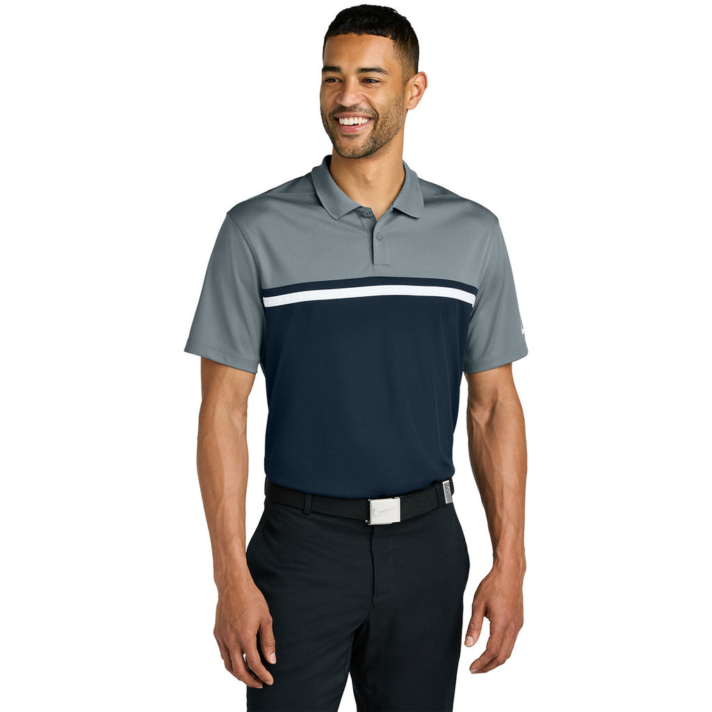 Nike Men's Cool Grey/ Navy/ White Dri-FIT Victory Colorblock Polo