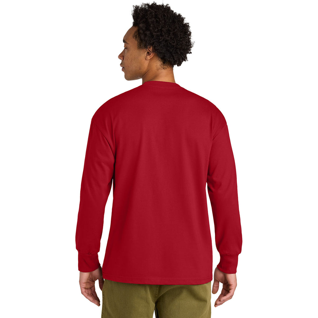 Next Level Men's Red Heavyweight Long Sleeve Tee