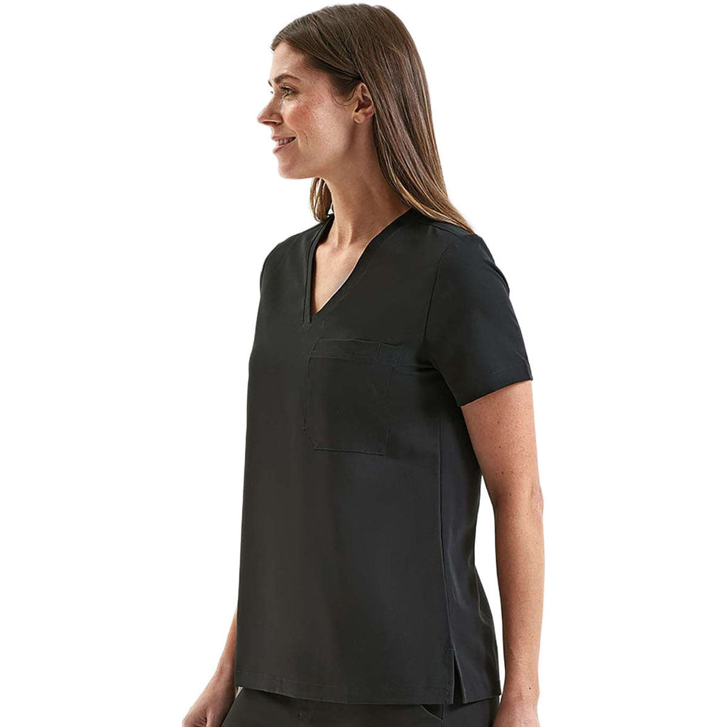 Onna Women's Black Limitless V-Neck Stretch Scrub Top