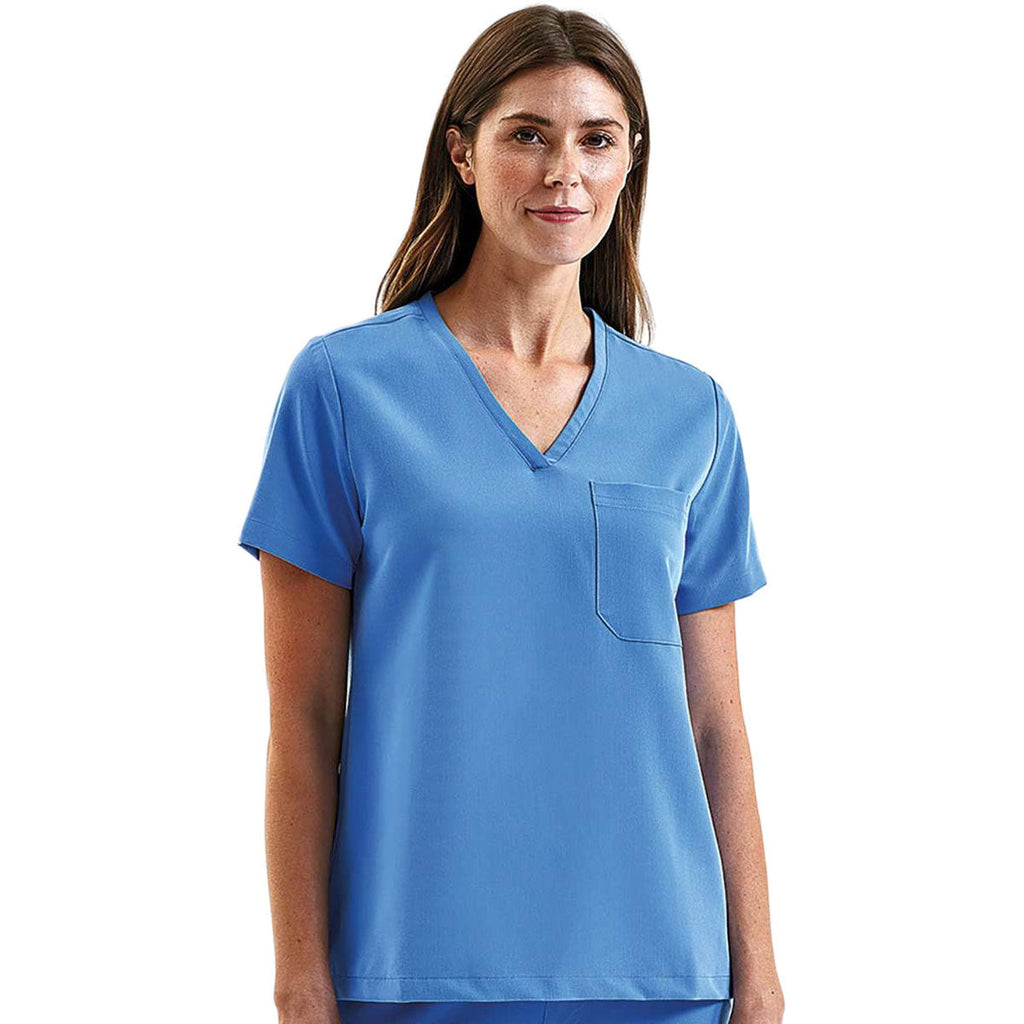 Onna Women's Ceil Blue Limitless V-Neck Stretch Scrub Top