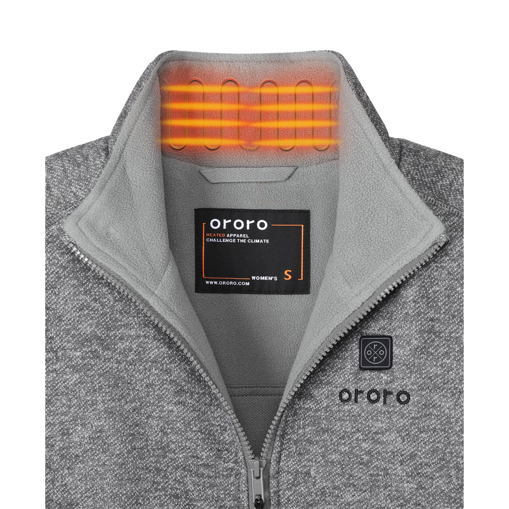 Ororo Women's Grey Heated Full-Zip Fleece Jacket