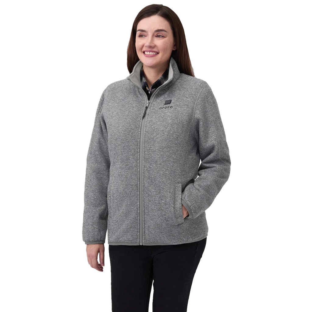 Ororo Women's Grey Heated Full-Zip Fleece Jacket